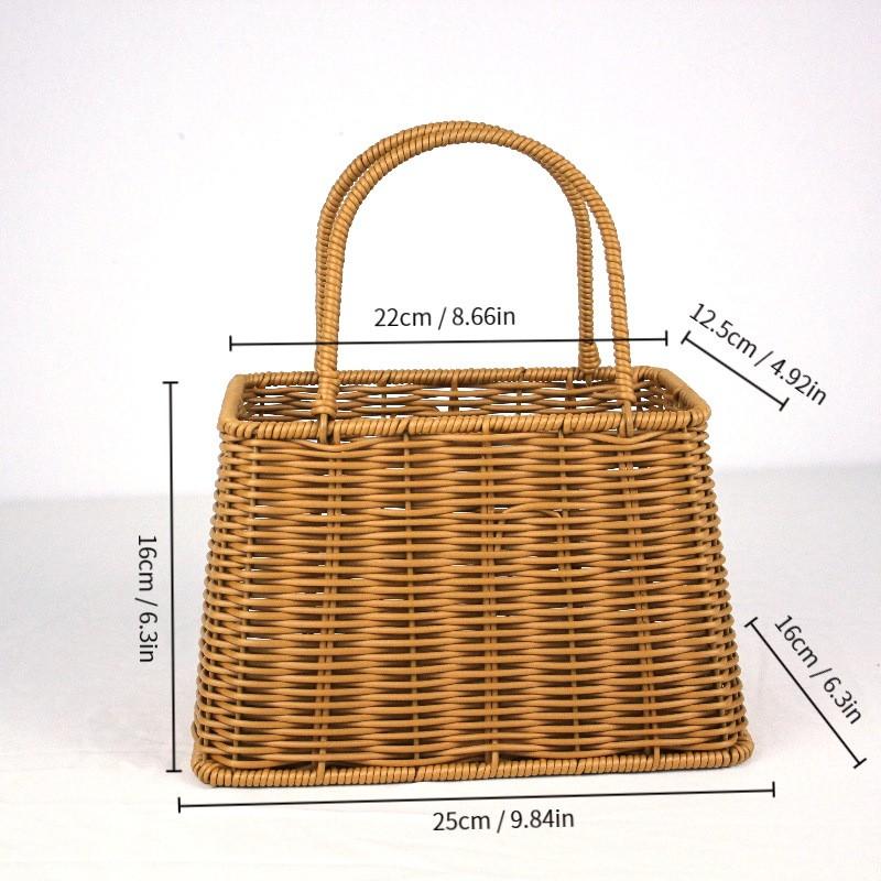 Handheld Woven Storage Basket Cosmetics Jewelry Small Tote Modern Minimalist Design