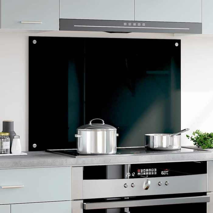VidaXL Dosseret de cuisine Noir 90x60 cm Verre trempé 249489