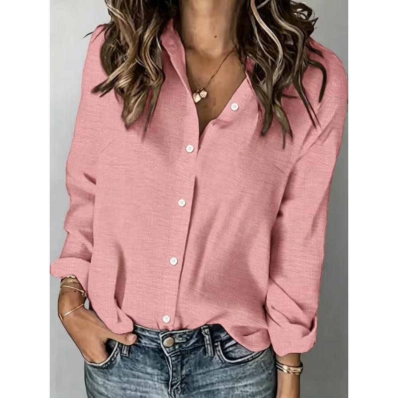 Ladies Printed Long Sleeve Shirt Fashion Lapel Casual Daily Women Tops