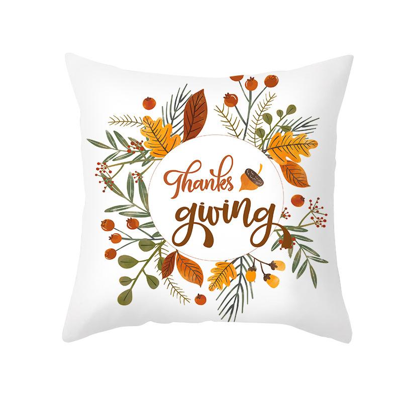 New Pumpkin Thanksgiving Pillow Cover Ins Nordic Peach Skin Printed Cushion Cushion Cover Home Products