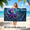 Octopus Sea Life Theme Soft Beach Towel Personalized Custom Name Text Towel Portable for Beach Pool Travel
