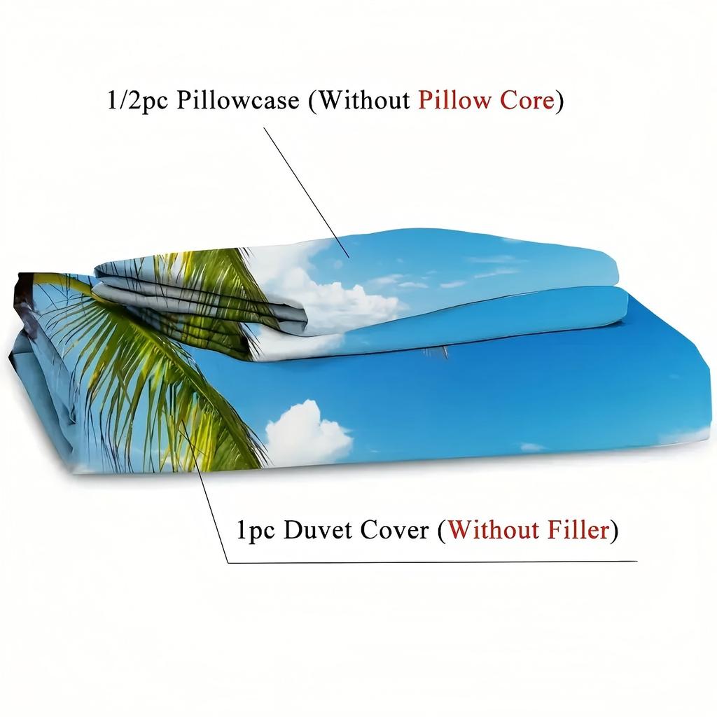 Coconut tree Pattern 3d Printed Duvet Cover Summer Ocean Blue Tropical Style Quilt cover Soft Comfortable Bedding set pillowcase