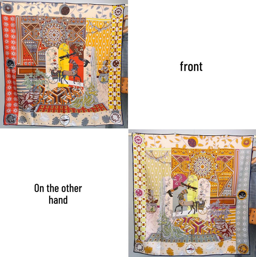 Reversible Mulberry Silk Scarf: Hand-Rolled Edge, Double-Sided Print for Autumn & Winter