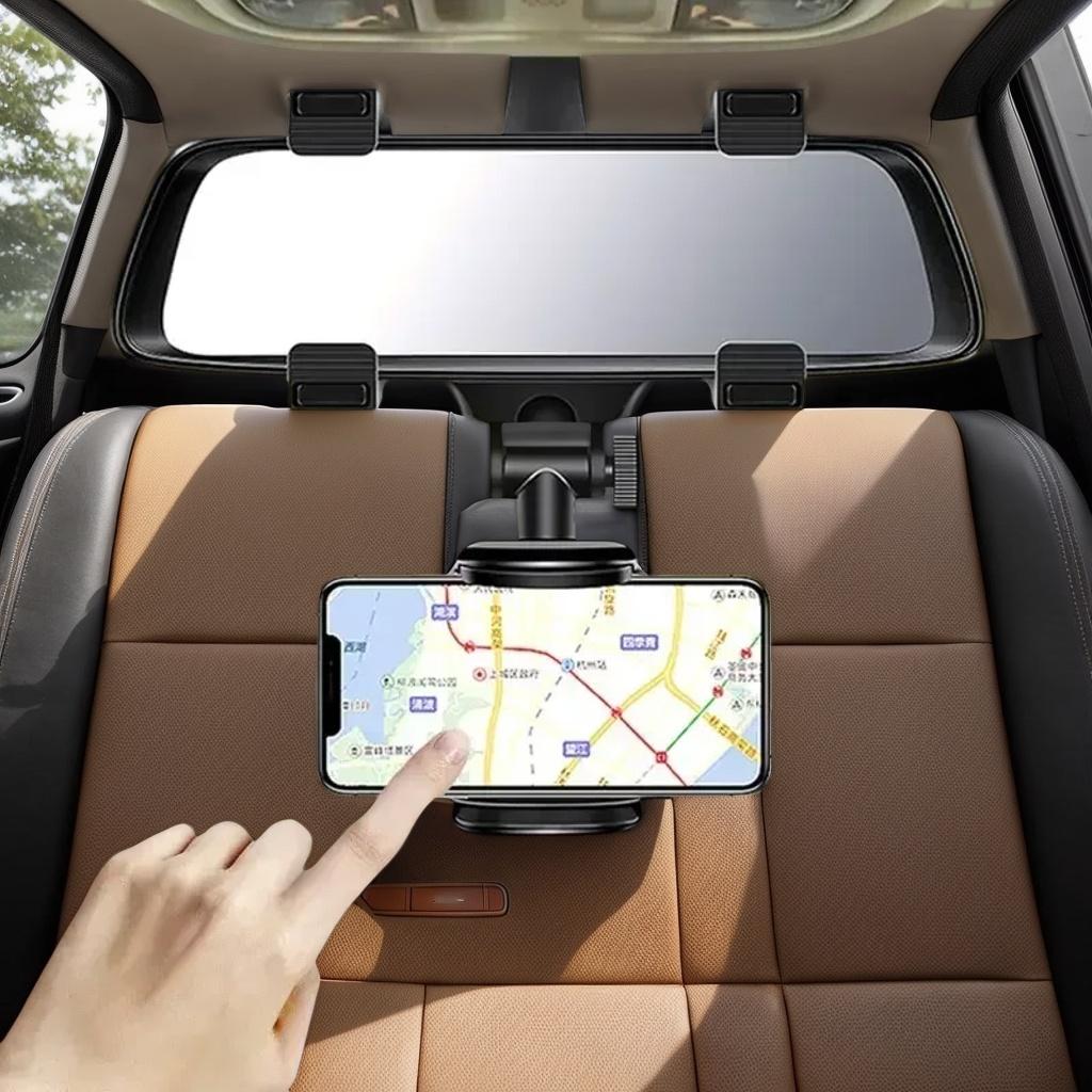 Car Rearview Mirror Phone Holder Foldable Adjustable Gps Navigation Mount Universal For Smartphones чёрный