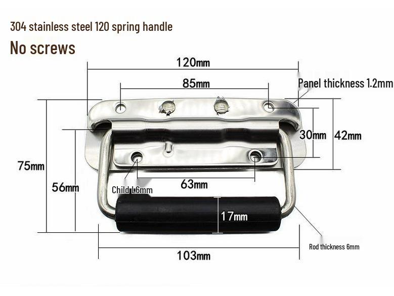 304 Stainless Steel Spring-Loaded Folding Handle for Aluminum Tool Box