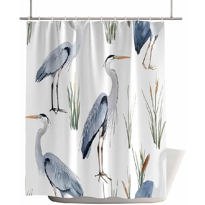 

Шторка для душа, 72 x 72 дюйма Подкладка для шторки для душа, Птицы Цапля в воде Шторки для душа для ванной комнаты, Душевой кабины и Ванн, Водонепроницаемая 72 W x 60 L (Pack of 1)