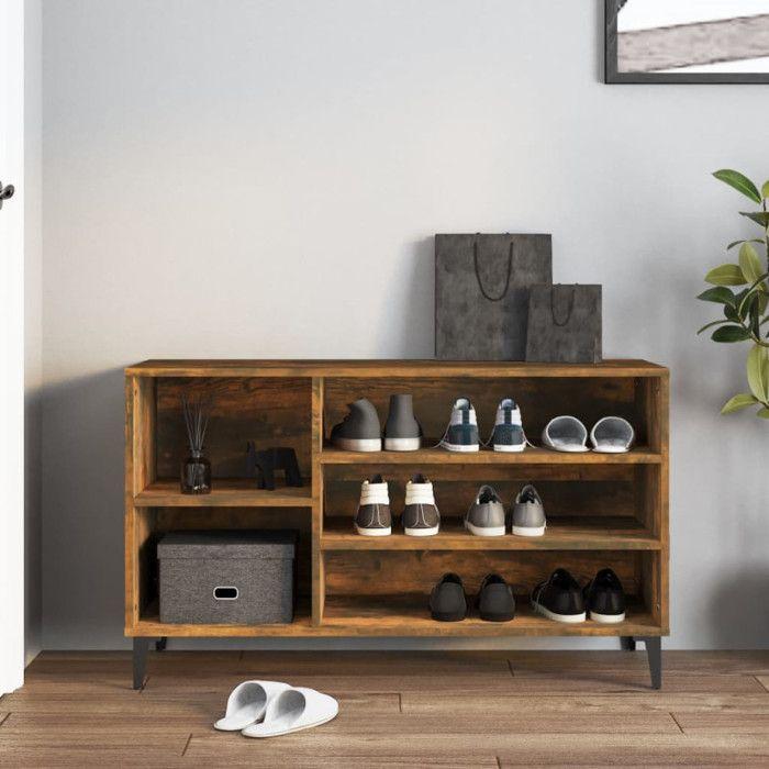 VidaXL Shoe Cabinet Smoked Oak 102x36x60 Cm Engineered Wood 819753