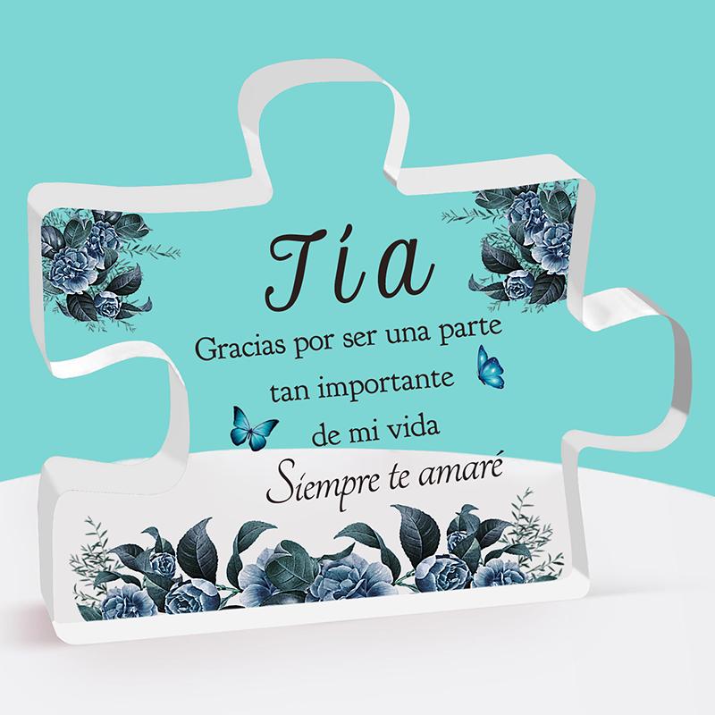 

1pc, Spanish Enhanced Acrylic Block Puzzle Plaque - Delicate Aunt Gifts - Perfect Christmas Anniversaries Wedding Birthdays