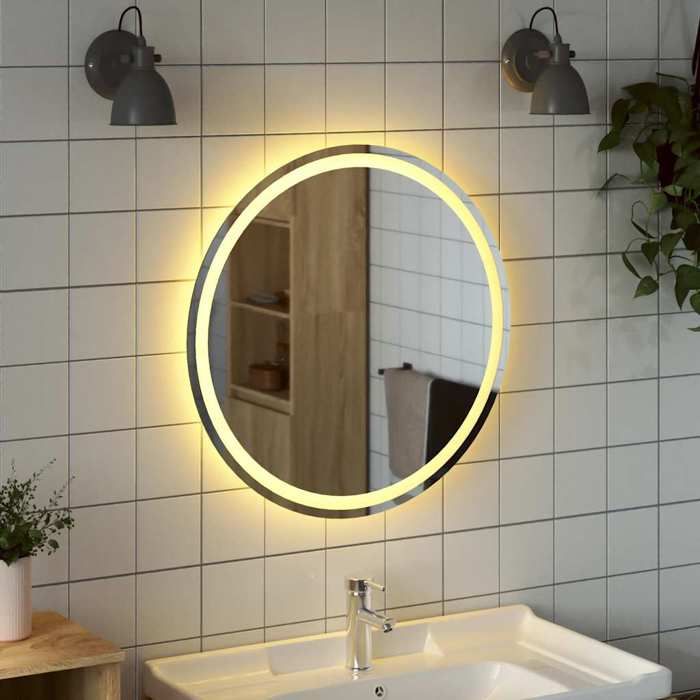 VidaXL Miroir de salle de bain à LED 70 cm rond, miroir, miroir de salle de bain avec lumières, miroir de courtoisie avec 353280