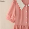 ZANZEA Women Casual Splice Doll Collar Summer Short Sleeve Dress
