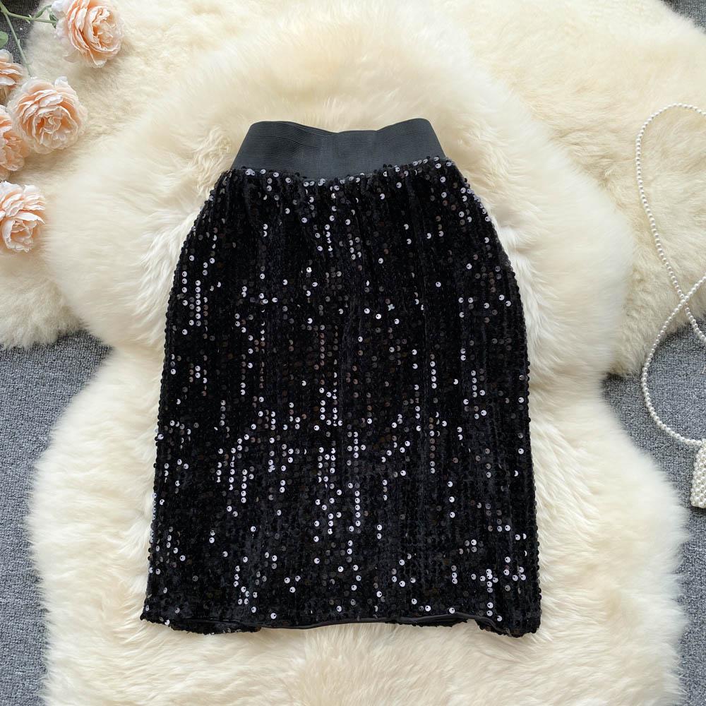 High Waist Skirt Women's Summer Vintage Hip Wrap Slim Elastic Fashion Skirt