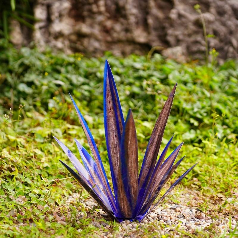 Agave Garden Decorations for Outdoor Yard Stake Hand Painted Tequila Sculpture
