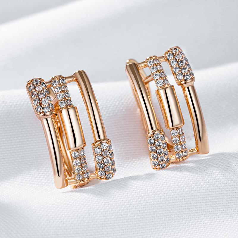 Wbmqda 585 Rose Gold Color Geometric Zircon Drop Earrings For Women Simple  Creative Design High Quality Daily Jewelry