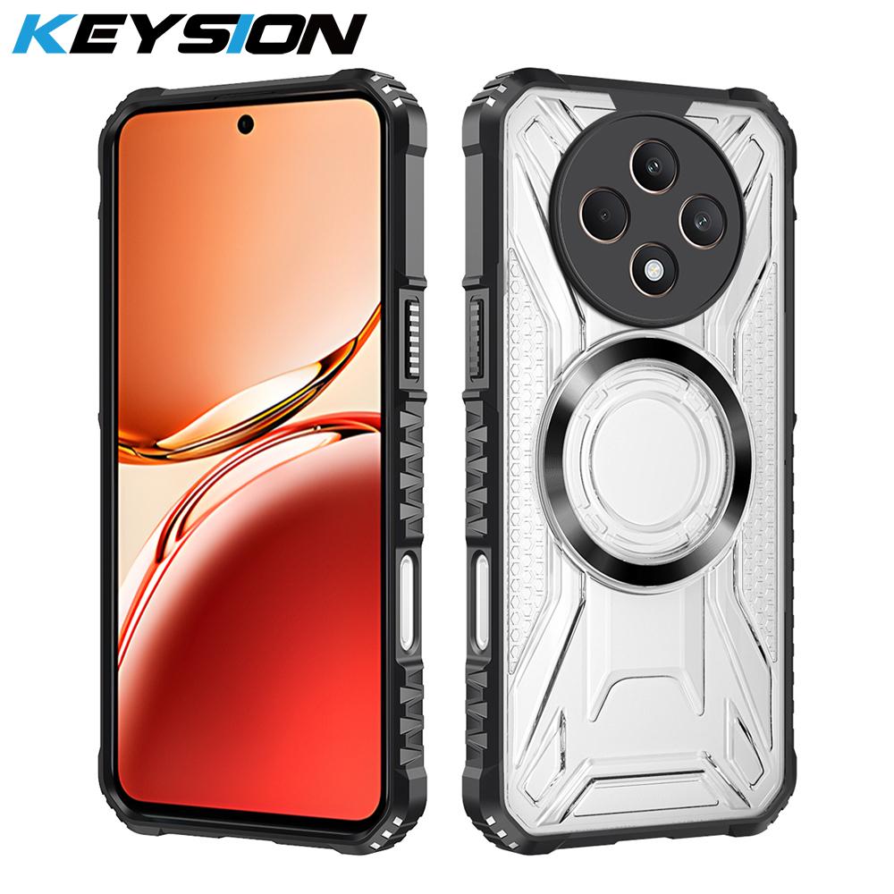 

KEYSION Transparent Magnetic Case for OPPO Reno12 F 5G Soft Silicone+PC Heavy Duty Shockproof Phone Cover for OPPO Reno 12F 4G for OPPO Reno12 F 4G чорний