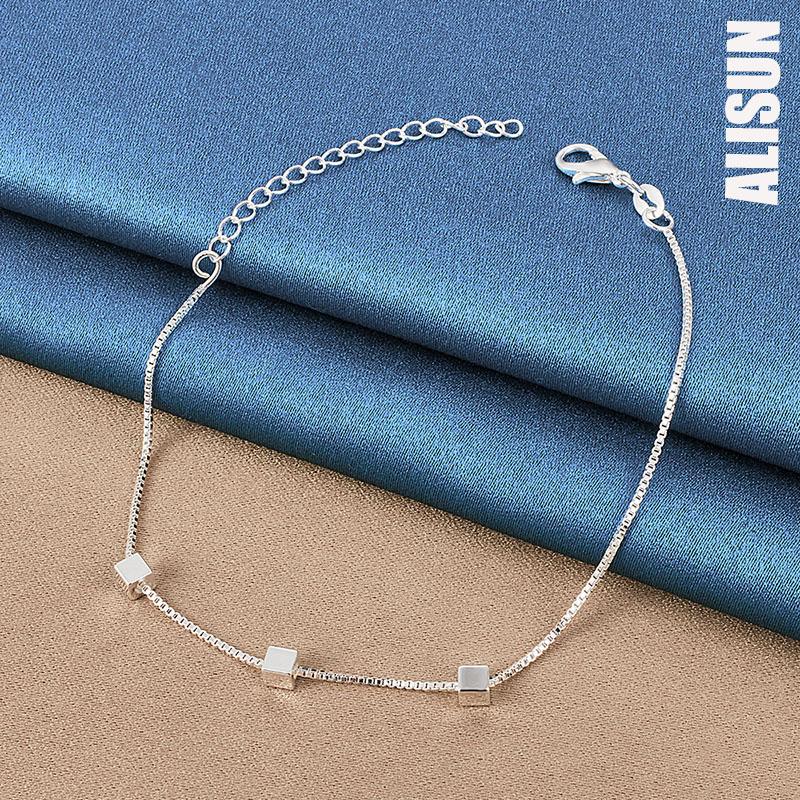 925 Sterling Silver 4mm Triangular Chain Bracelet Fashionable Wedding Jewelry