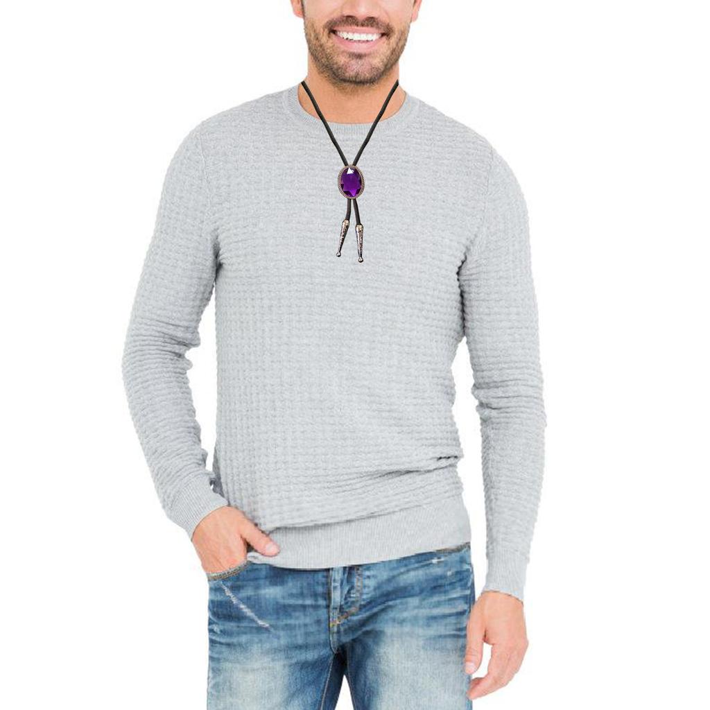 Elegant Bolo Tie with Diamond Stone Pendant Carved Necktie Western Necklace Cool Bolo Tie Western Cowboy Costume