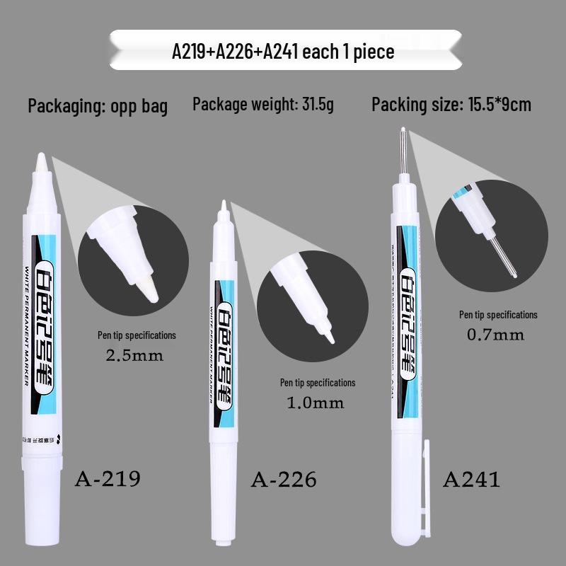 Odorless White Water-Based Fine Tip Marker for Black Card, Fade-Resistant Graffiti and Tire Highlighting
