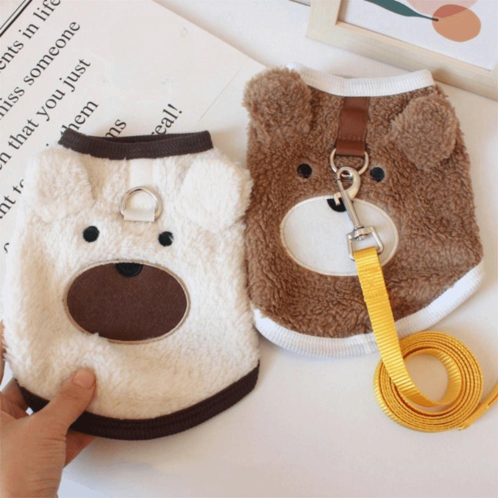 Cute Bear Pattern Winter Puppy Clothes Warm Sleeveless Dog Vest Comfortable Thickened Pet Winter Coat Cold Weather