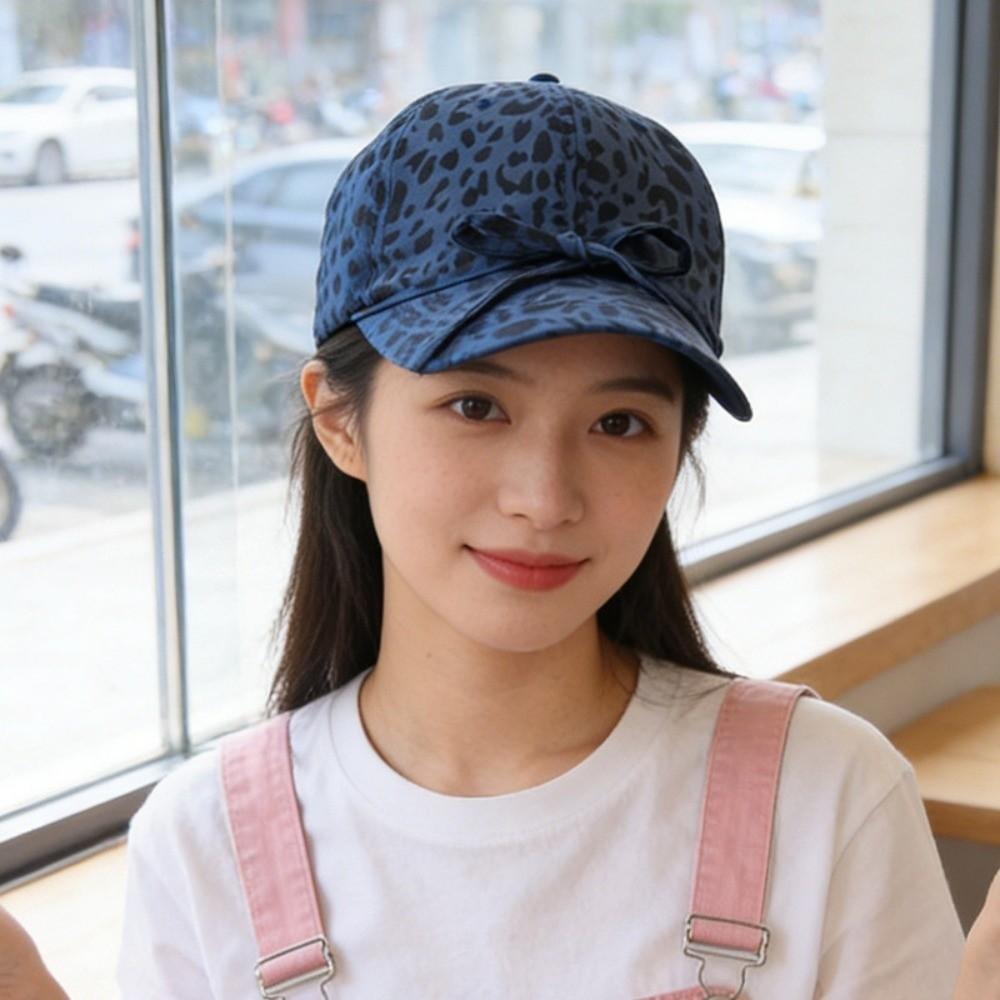 Sunshade Y2K Peaked Hat Sunscreen American Style Casquette Leopard Print Bow Baseball Cap  Men