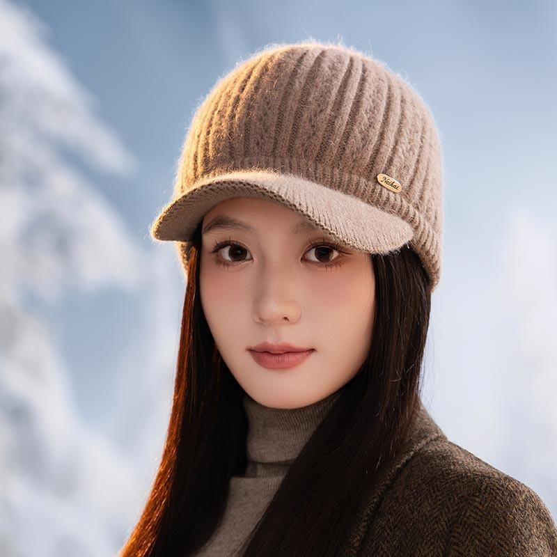 Autumn and Winter Warm Cap Women's Knitted Wool Fashion Baseball Cap Thickened Casual Hat