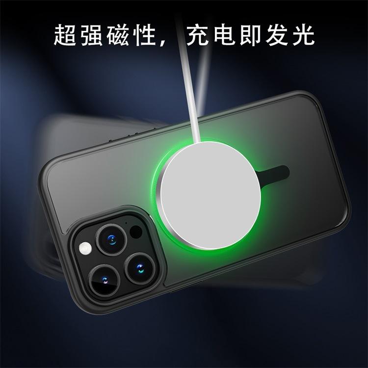 Apple 11 Magnetic Mobile Phone Case Is Suitable for iphone11ProMax Protective Case, Matte Case, Wireless Charging Prompt Light.