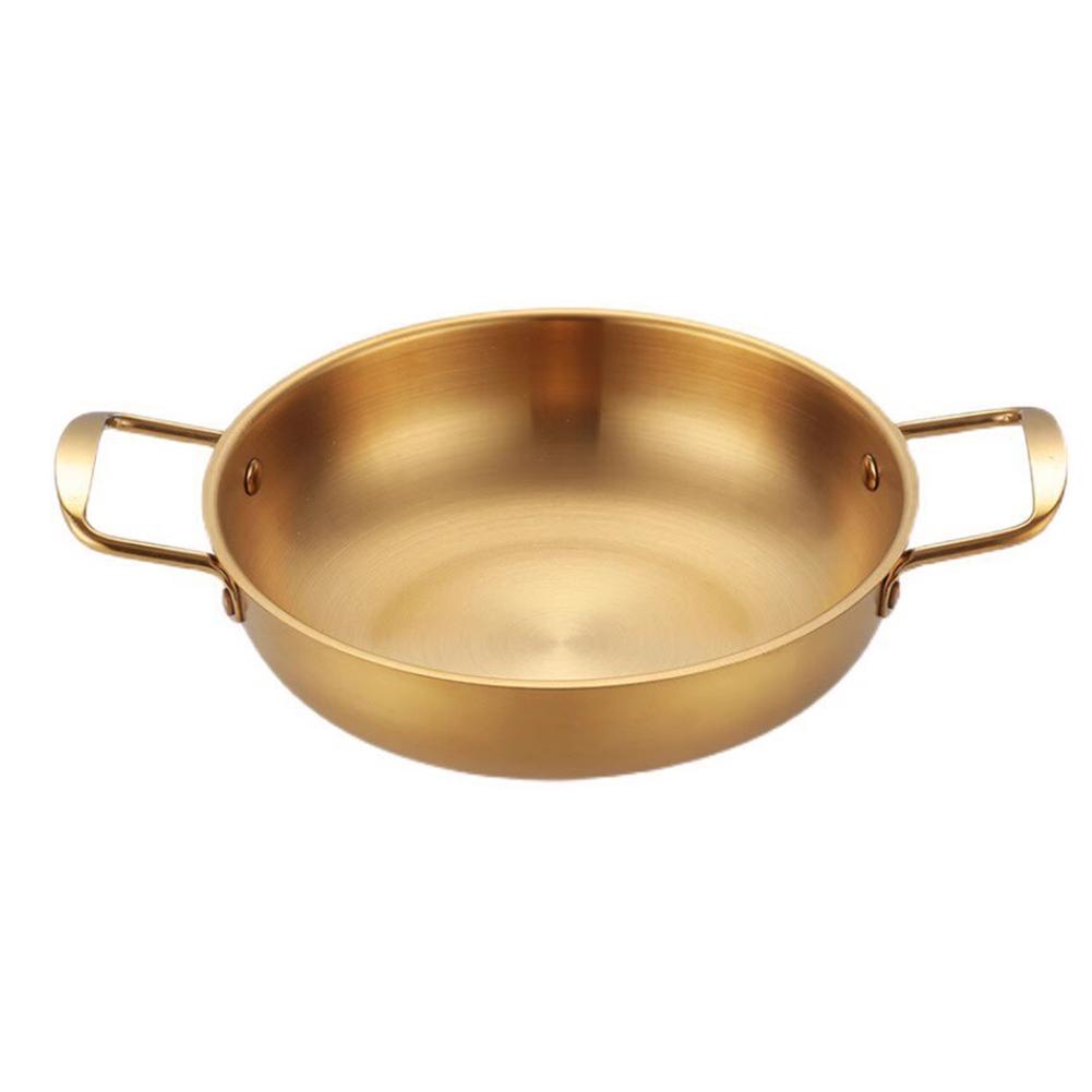 

Кастрюля из нержавеющей стали для лапши быстрого приготовления, маленькая кастрюля для хот-пота на одного человека, с двумя ручками, с плоским дном, сухая кастрюля, бытовая, для газа, кастрюля для морепродуктов и супа