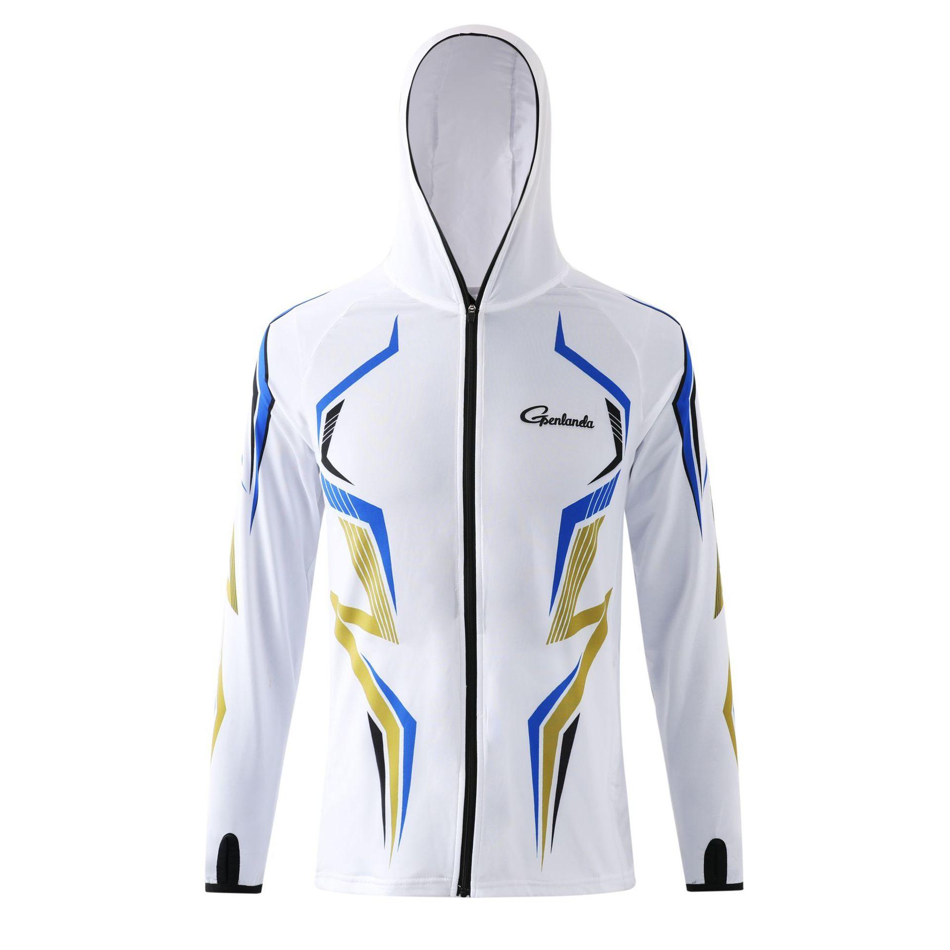 Fishing quick-drying summer thin ice silk breathable men s outdoor suit anti-quick-drying anti-fishing sun protection S белый
