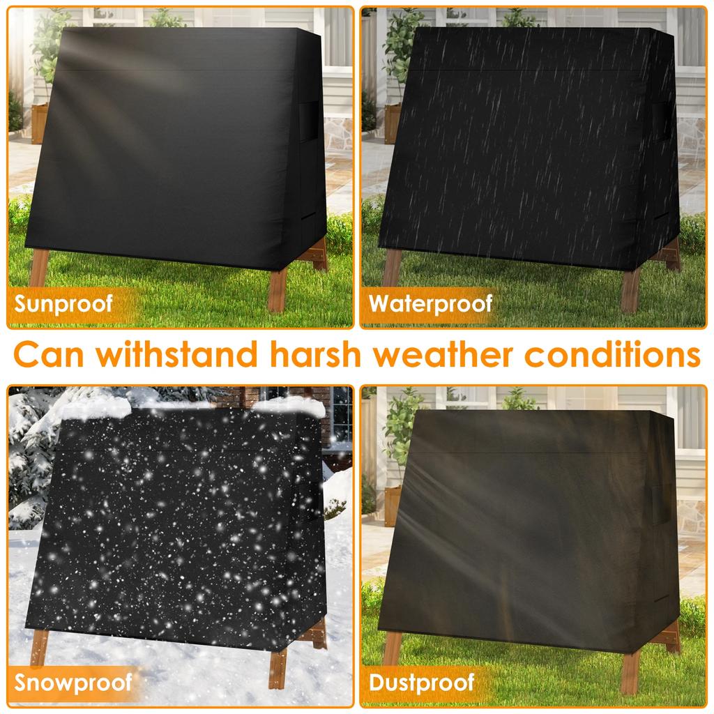 Outdoor Swing Cover Oxford Cloth Waterproof Garden Swing Chair Cover Black Furniture Dust Cover 3 Seater A Frame Swing Protector