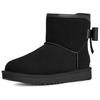 New UGG Ultra Mini Bailey Leather Bow Snow Boots Women's Black 1174494-BLK