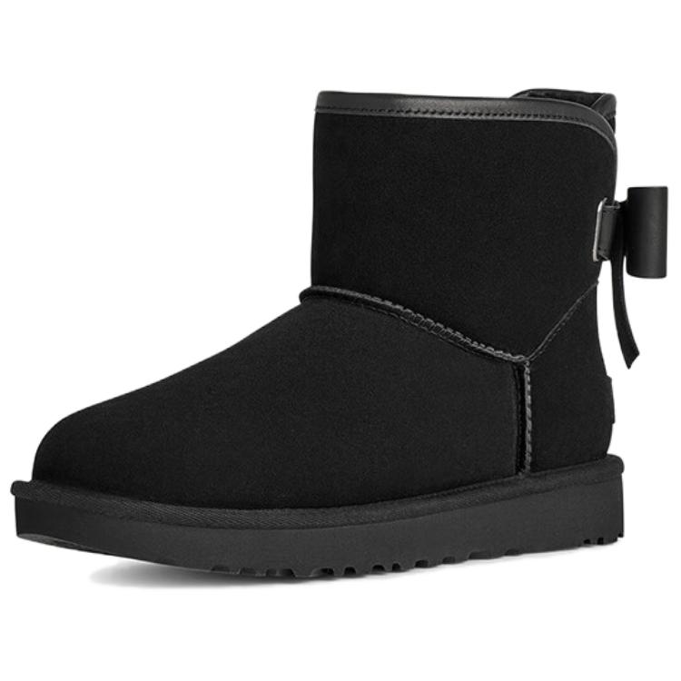 UGG Ultra Mini Bailey Kožený Mašle Pohodlné Jednoduché Sněhule Dámské boty Černé 1174494-BLK