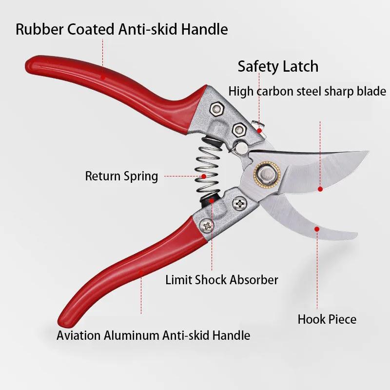 High Carbon Steel Aviation Aluminum Alloy Garden Tools 60HRC Blade Outils Manuels Bypass Pruning Shears For Bonsai Flowers