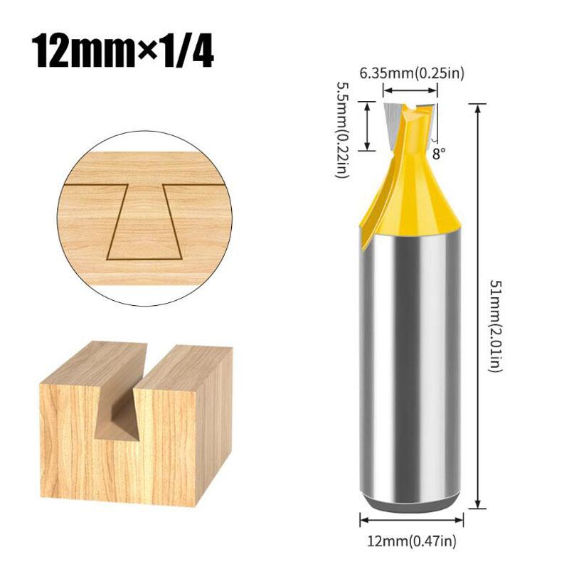 5 bucăți 12 mm 1/2 inch cu coadă de rândunică Set de freze pentru îmbinare freza pentru lemn, 14 grade