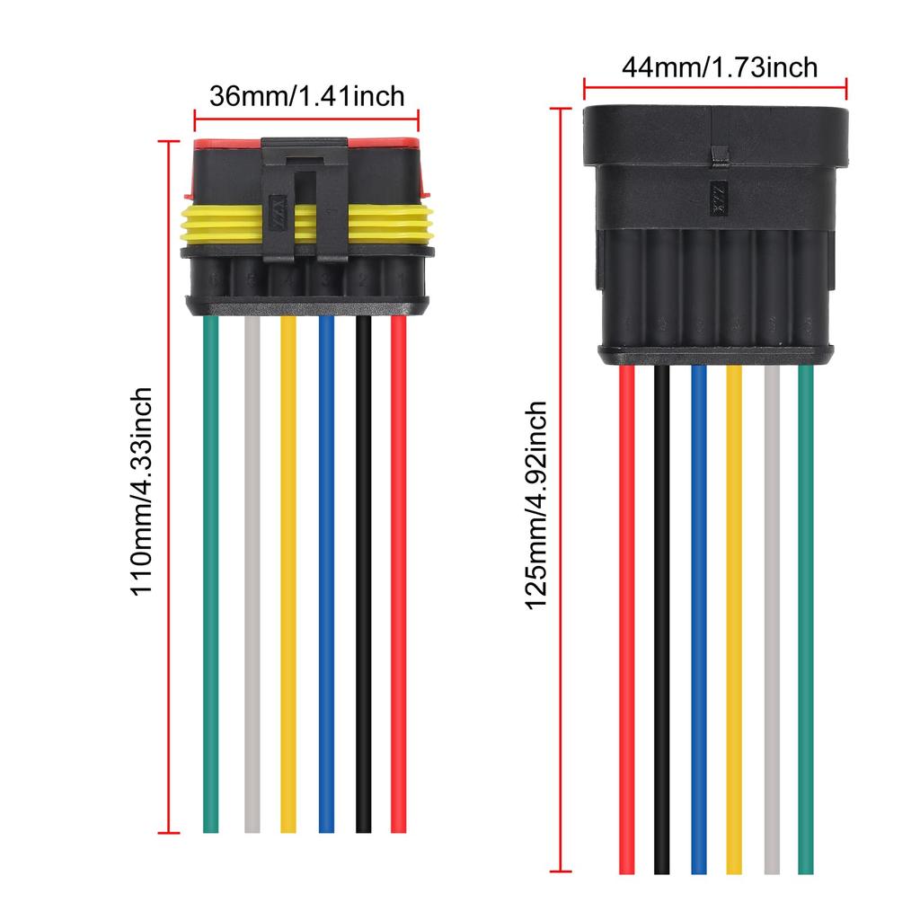 5 Pair 6 Pin Connector Waterproof Electrical 6 Pin Plug Auto Electrical Wire Connector