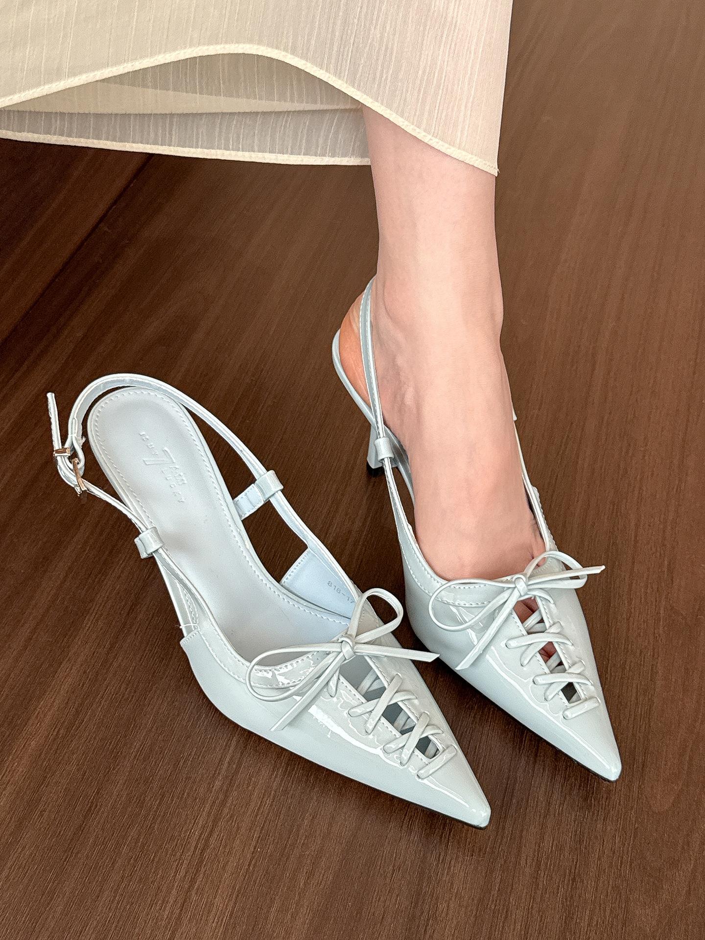 

Soft leather version~ Purple pointed strap stiletto heels women s spring 2025 new versatile casual empty sandals 41