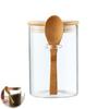 Tarro de Vidrio Sellado Recipiente de Vidrio Transparente con Cuchara Tapa de Madera Tarro para Almacenamiento de Alimentos para Granos de Café Especias Suministros de Cocina