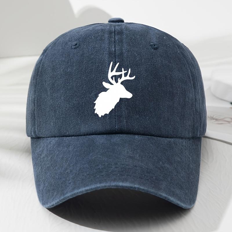Baseball caps for men and women with deer pattern print, retro style, outdoor leisure style, minimalist design