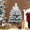 Mini Artificial Christmas Tree 60 cm Artificial fir tree with snow, 72 tips, 6 pine cones, cement base