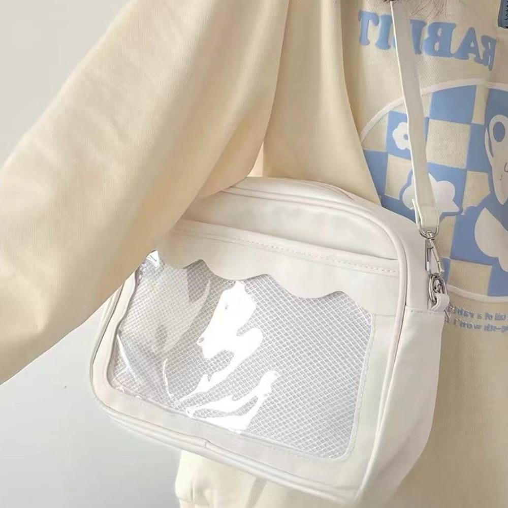 Y2K Transparent Ita Bag PU PVC Crossbody Bag Wash Bag JK Uniform Shoulder Bag  Women