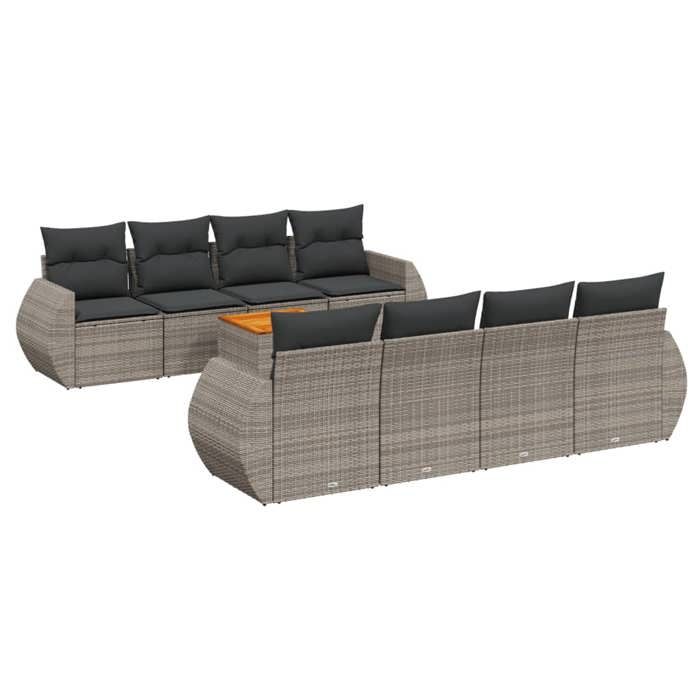 VidaXL Garden Lounge Set with Cushions 9 Pcs, Patio Sofas, Patio Furniture Set, Outdoor Furniture, Grey 3257257