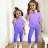 Kids Gradient Print Outfit Short Sleeve Top and Long Pants Set Lightweight Soft Fabric Comfortable Fit Casual Wear for Boys and Girls