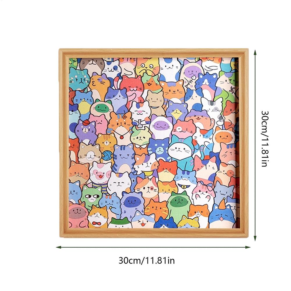 Paintable Cat-shaped Wooden Jigsaw Puzzle Cat Irregular Puzzle Pieces Game Coloring Cartoon Kitten Jigsaw Puzzle With 36 Marker