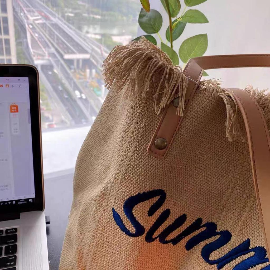 Sac Féerique Sac à Main Shopping Épaule & Cabas à Pompons Brodé pour Femmes