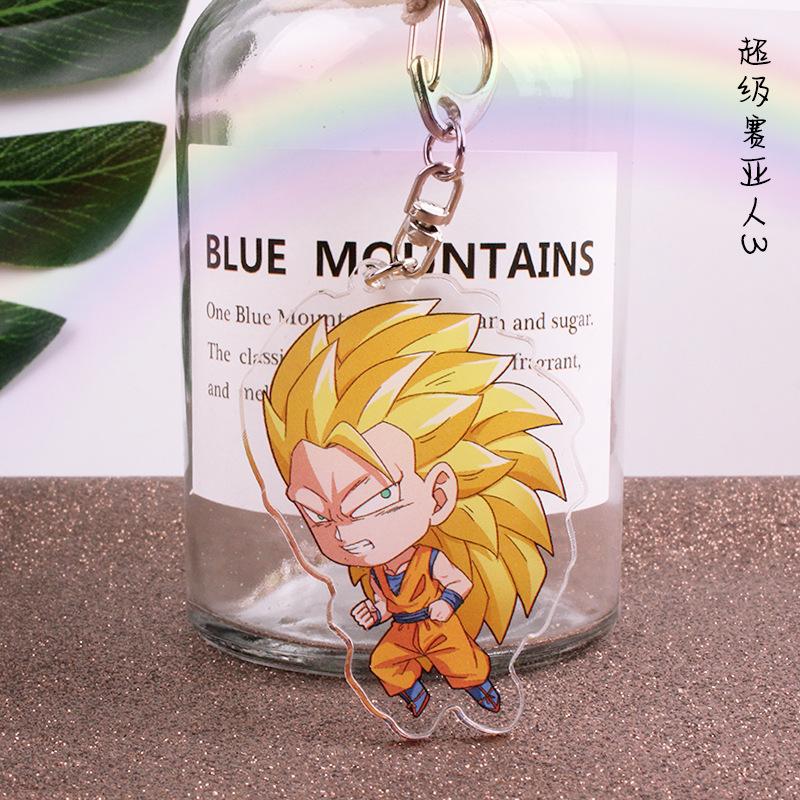 Anime Dragon Ball Acrylic Keychains Son Goku Vegeta Majin Buu Broly Frieza Trunks Zamasu Gogeta Lapis Super Saiyan Figures Toys