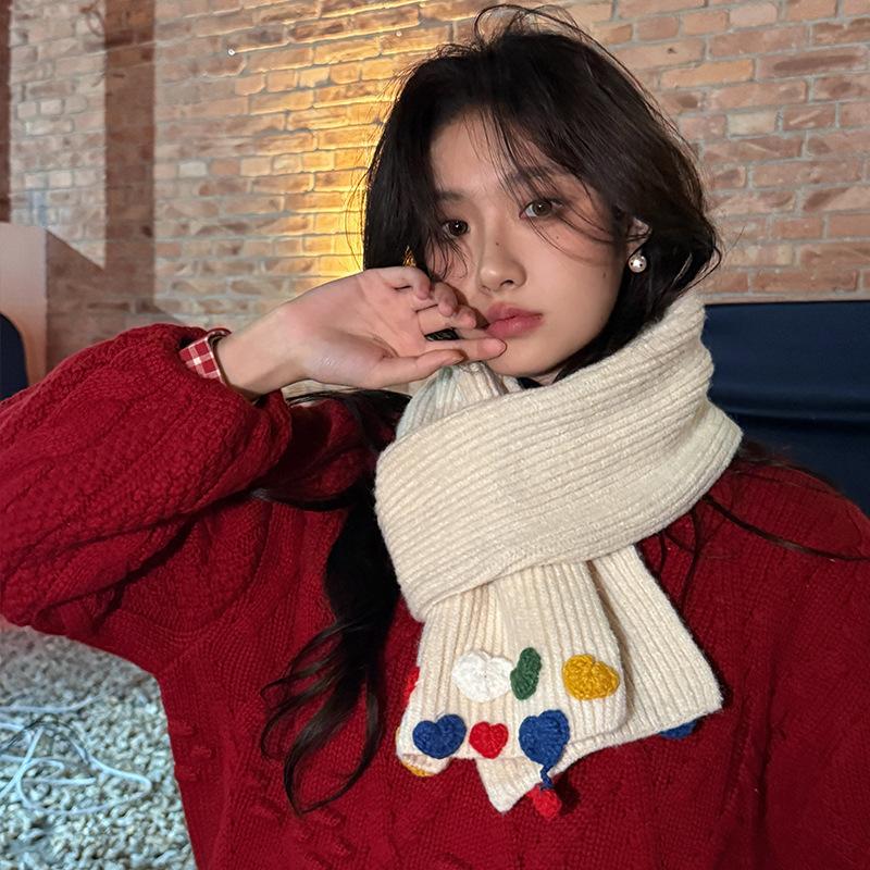 

Solid Color Handmade Love Scarf Women s Autumn and Winter High-Quality Knitted Wool Warmth Korean Version Versatile Imitation Cashmere Scarf 160*20cm
