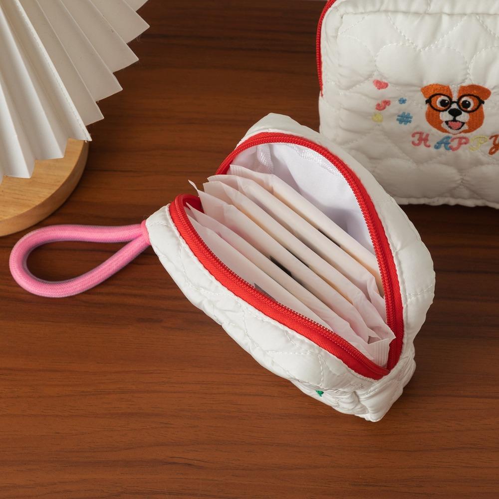 Large Capacity Embroidery Dog Cosmetic Bag Ins Style Coin Purse Cute Square Cosmetic Pouch  Outdoor