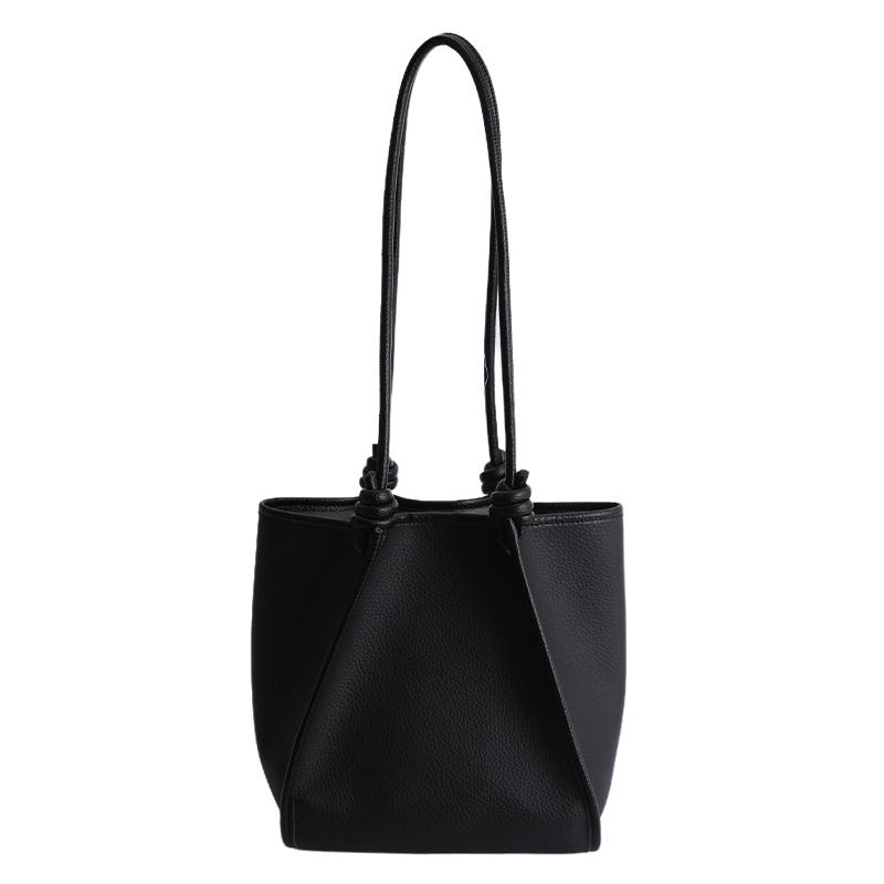 Women’s Minimalist Knot Handle Tote Bag for Daily Casual Use with Textured Leather Look and Structured Geometric Design