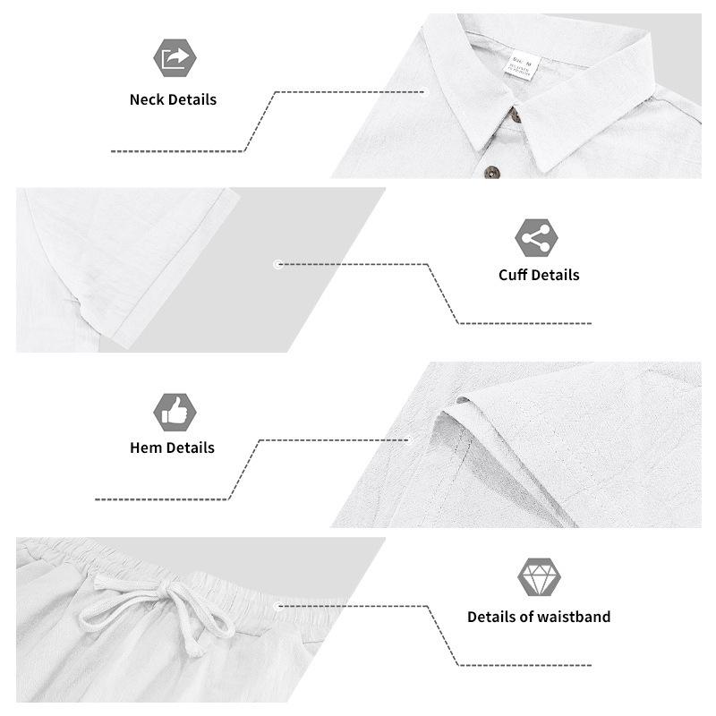 Men's European Summer Linen Polo Shirt & Pants Set - Breathable and Casual Travel Wear