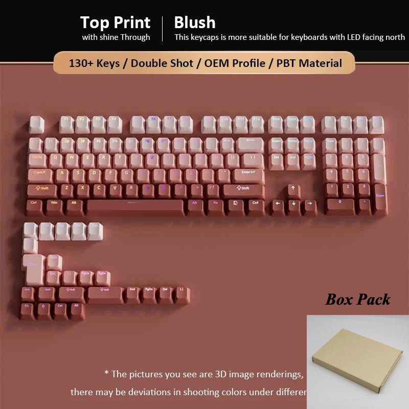 Xiaomi 133+ Keys Black Cherry Profile Double Shot Shine Through PBT Keycaps RGB Backlit Keycaps for Cherry Gateron MX Switches Keyboard
