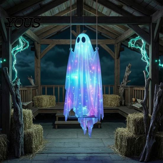 Idée Cadeau Rituel de Fête Décoration Fantôme Suspendu d'Halloween, Ornement à Suspendre Extérieur pour Jardin Porche Cour, Accessoires de Fête Résistants aux Intempéries Avant Effrayant