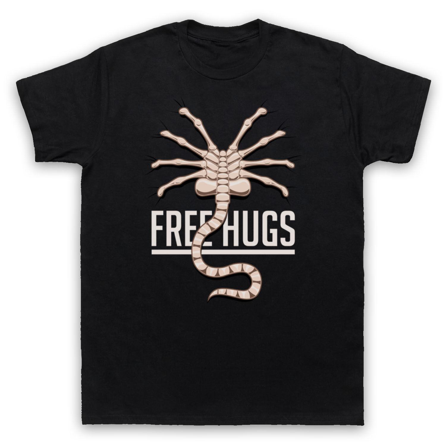 Summer FREE HUGS ALIENS FACEHUGGER ALIEN SCI FI Sci-fi Opposite-sex Movie T-shirt XXL чёрный